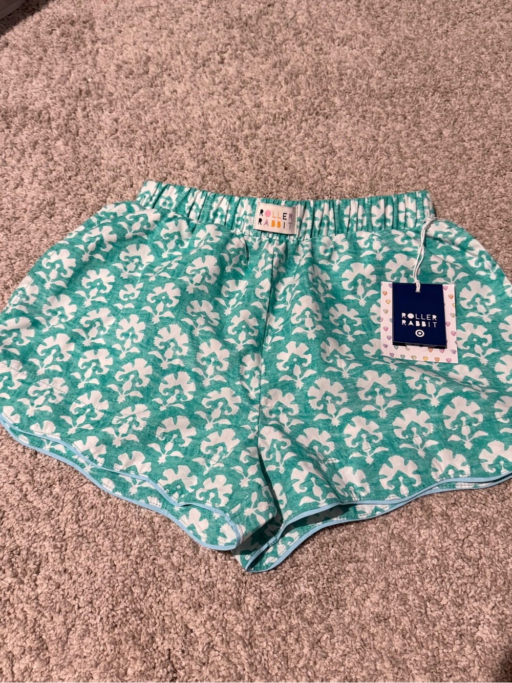 Roller Rabbit Teal and White Floral Shorts